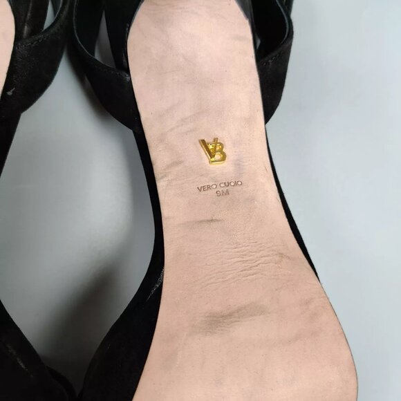 $395 VERONICA BEARD Darcelle Ankle Strap Stiletto Sandals Heels Black Suede 9 - Picture 16 of 16